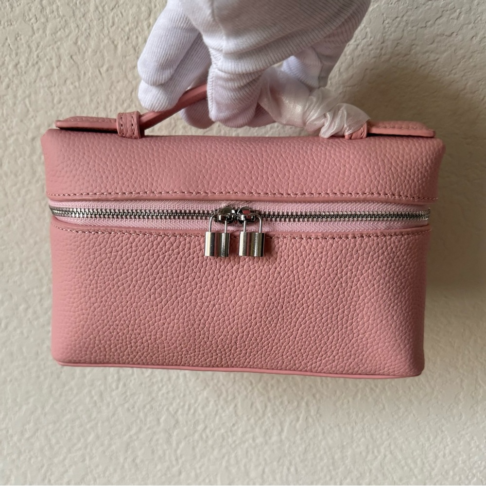 *READ Pink 3Q Pebble Leather L19 Extra Pocket Pouch Bag w/ Crossbody Strap
